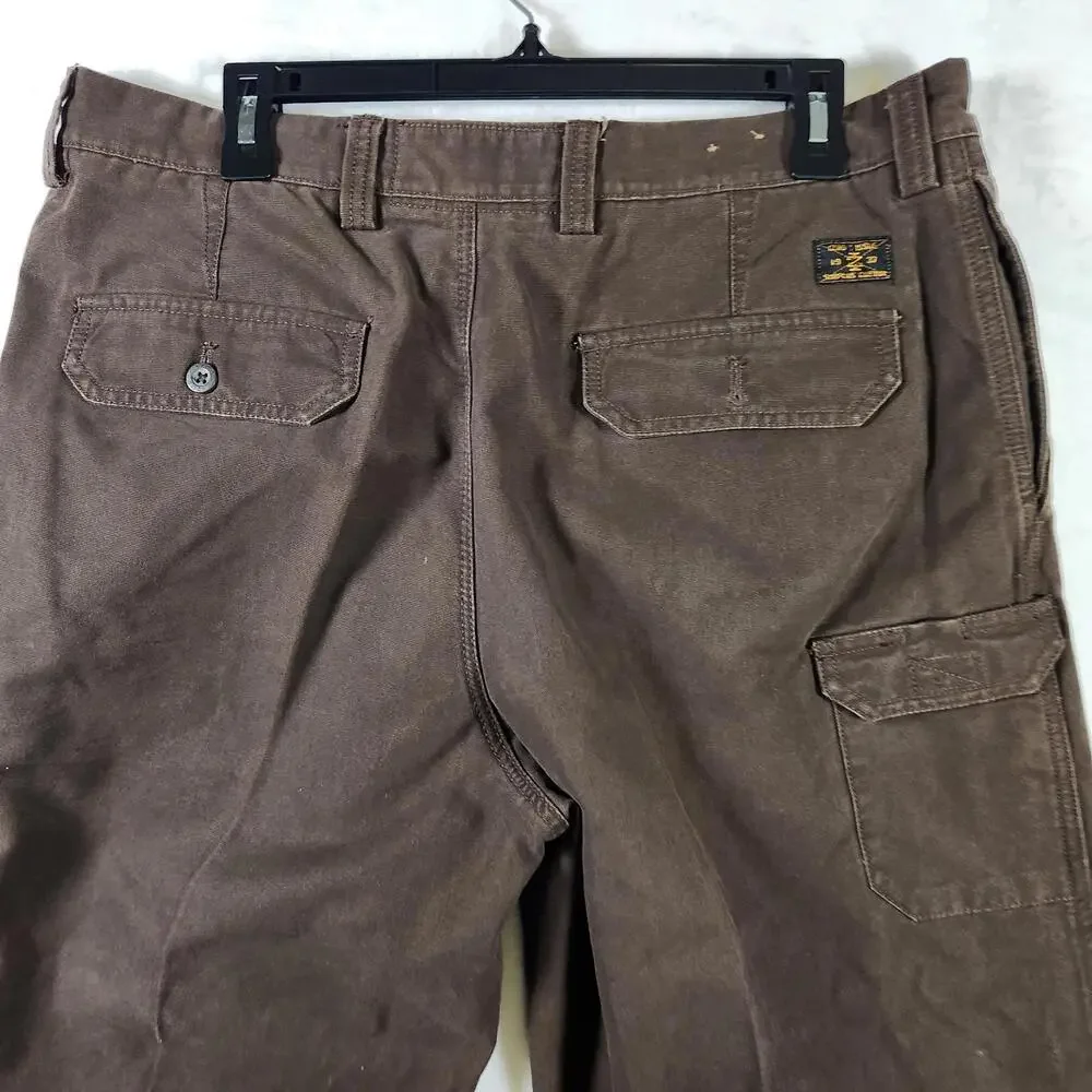 Izod Rock Washed Brown Denim Jeans‎ Size 36x30 Surplus Cotton Relaxed
